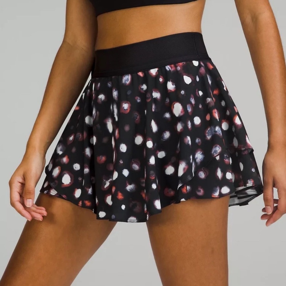 Lululemon Court Rival High Rise Skirt 14 Luminesce Splatter Black Multi LW8ACST
